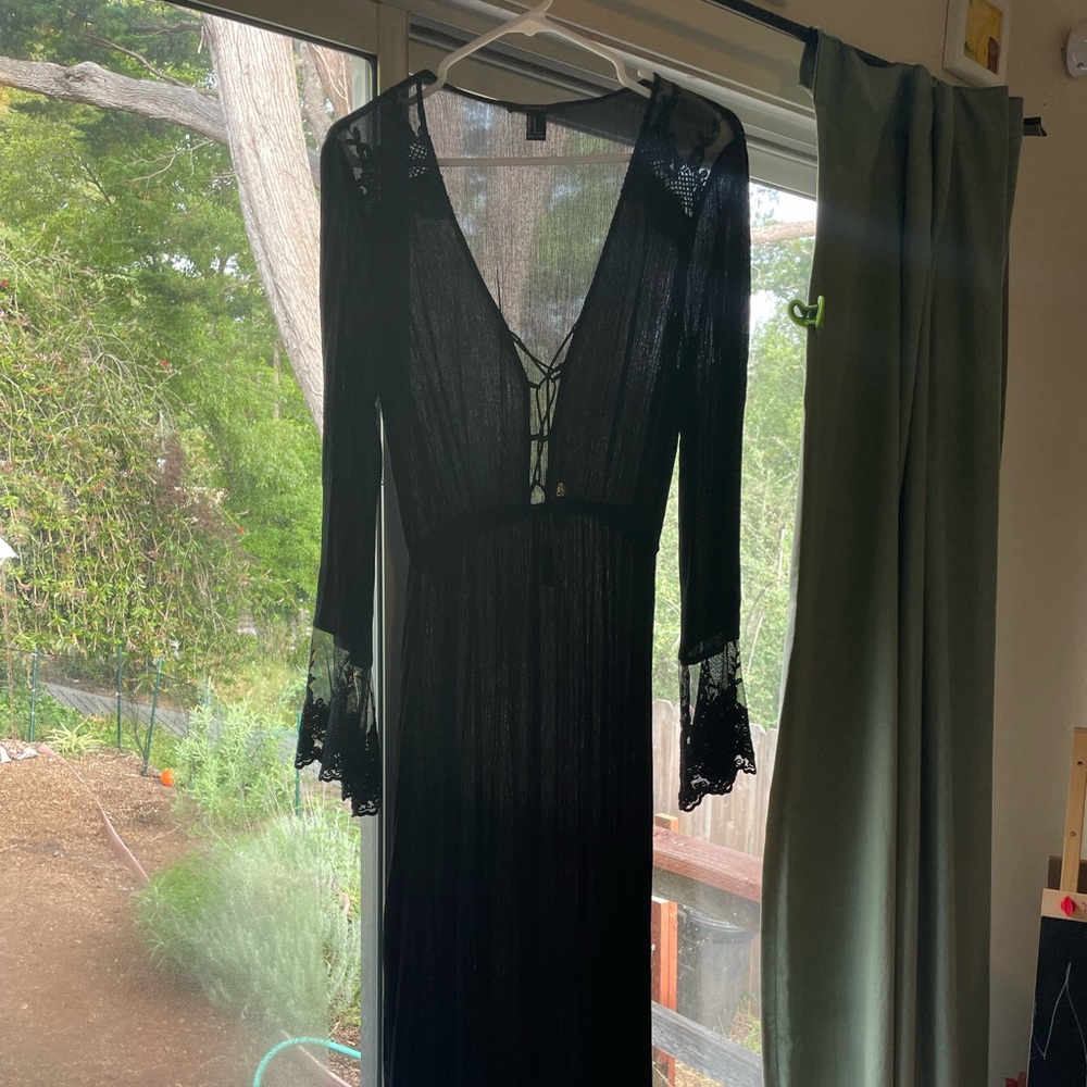 Forever 21 Jet Black Sheer Maxi Dress